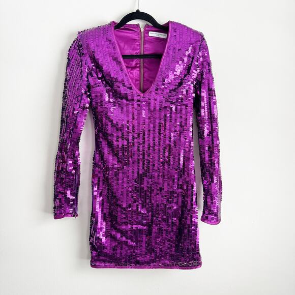 MVP Wardrobe Maria Vittoria Paolillo Purple Sequin Mini Dress Size 2 US / XS - Picture 3 of 11
